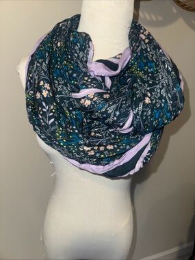 Loft Blue Purple Floral Infinity Scarf